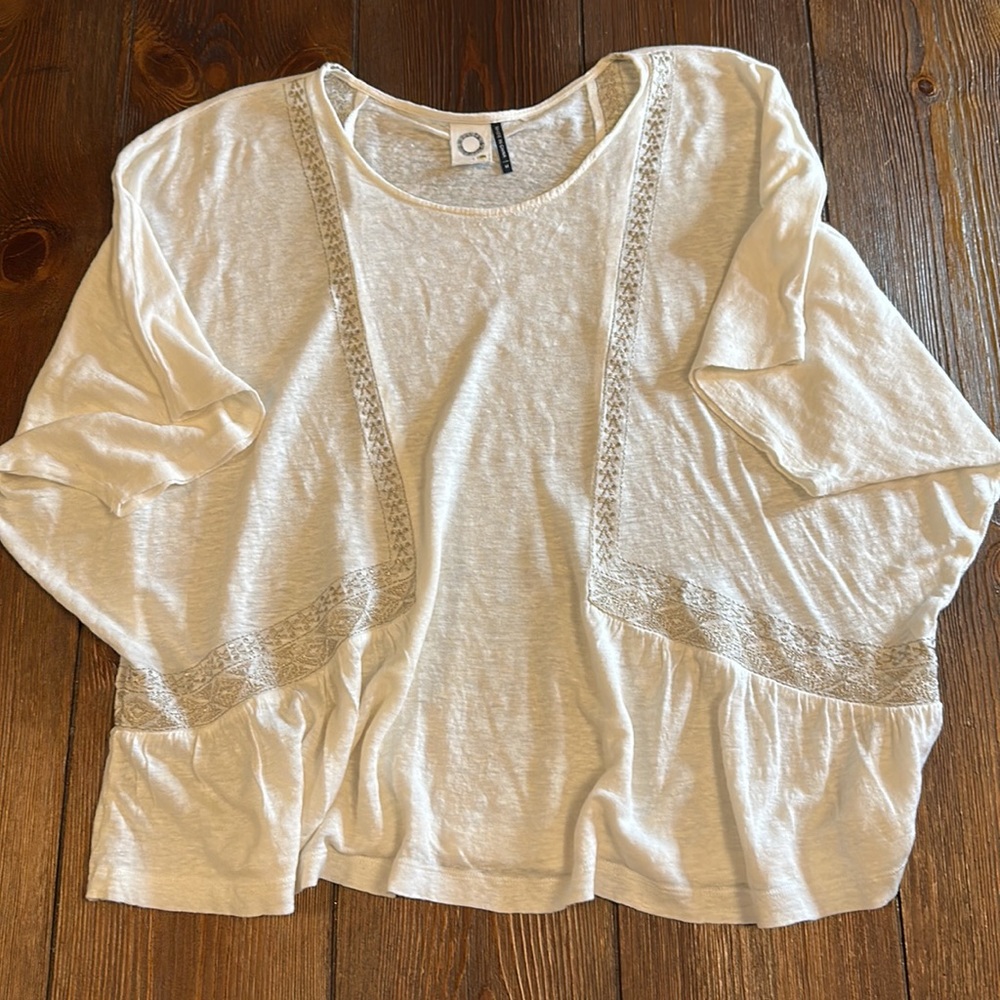Akemi + Kin Cream Linen Top